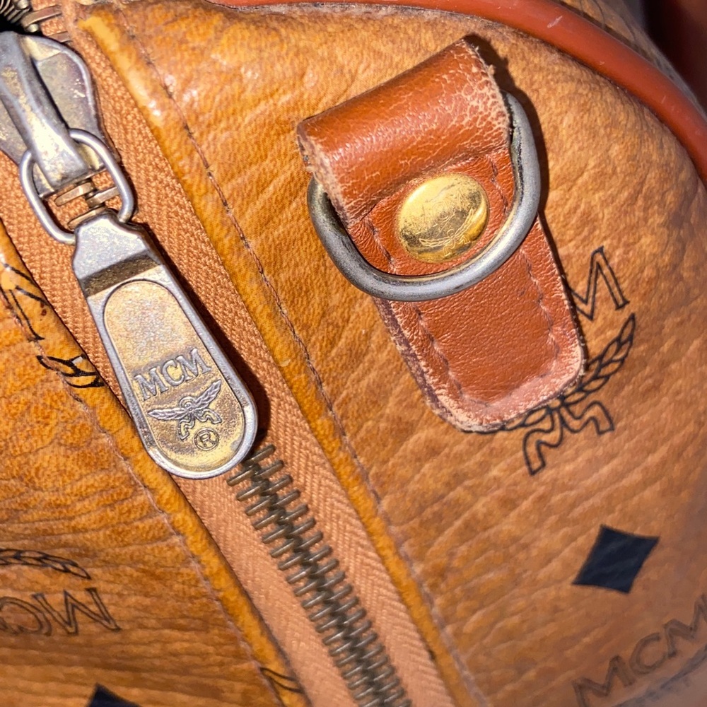 MCM Visetos Monogram Cognac Boston Bag - Picture 11 of 16
